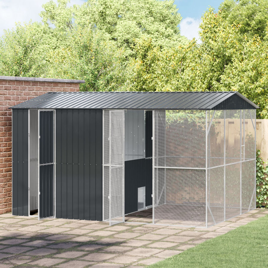 Vogelkooi Met Uitbreiding Antraciet 310X442X247 Cm Staal
