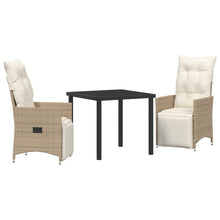 3-Delige Tuin Eetset Met Kussens Beige Poly Rattan