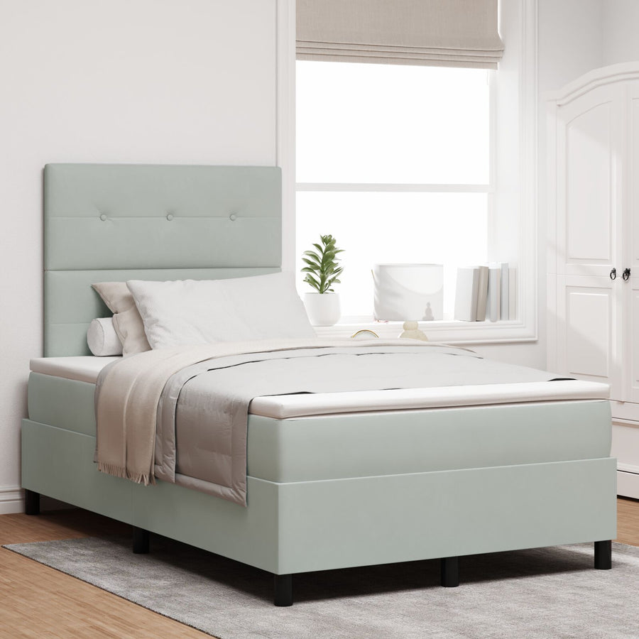 Boxspringbed Met Matras & Led Lichtgrijs 120X190 Cm Fluweel Blauw