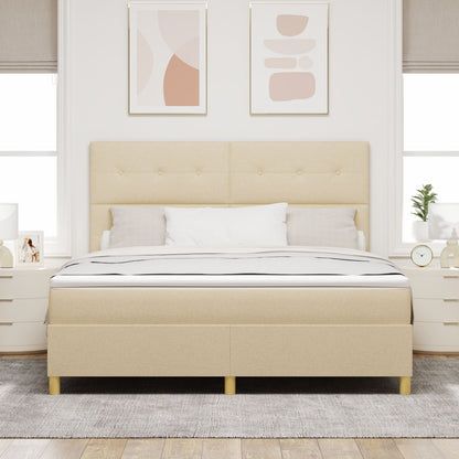 Boxspring Bed Met Matras Crème Super King Stof Blauw