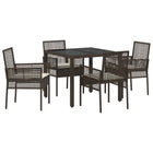 Garden dining set 5 pcs Brown poly rattan
