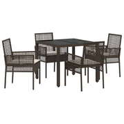 Garden dining set 5 pcs Brown poly rattan