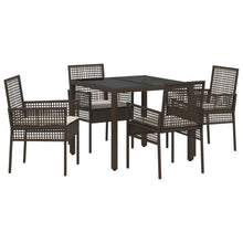 5-delige tuin eetset met kussens Bruin Poly Rattan