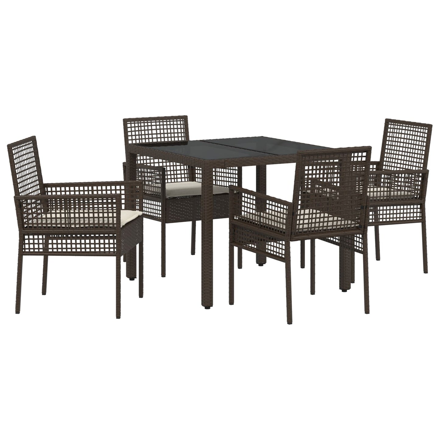 5-delige tuin eetset met kussens Bruin Poly Rattan