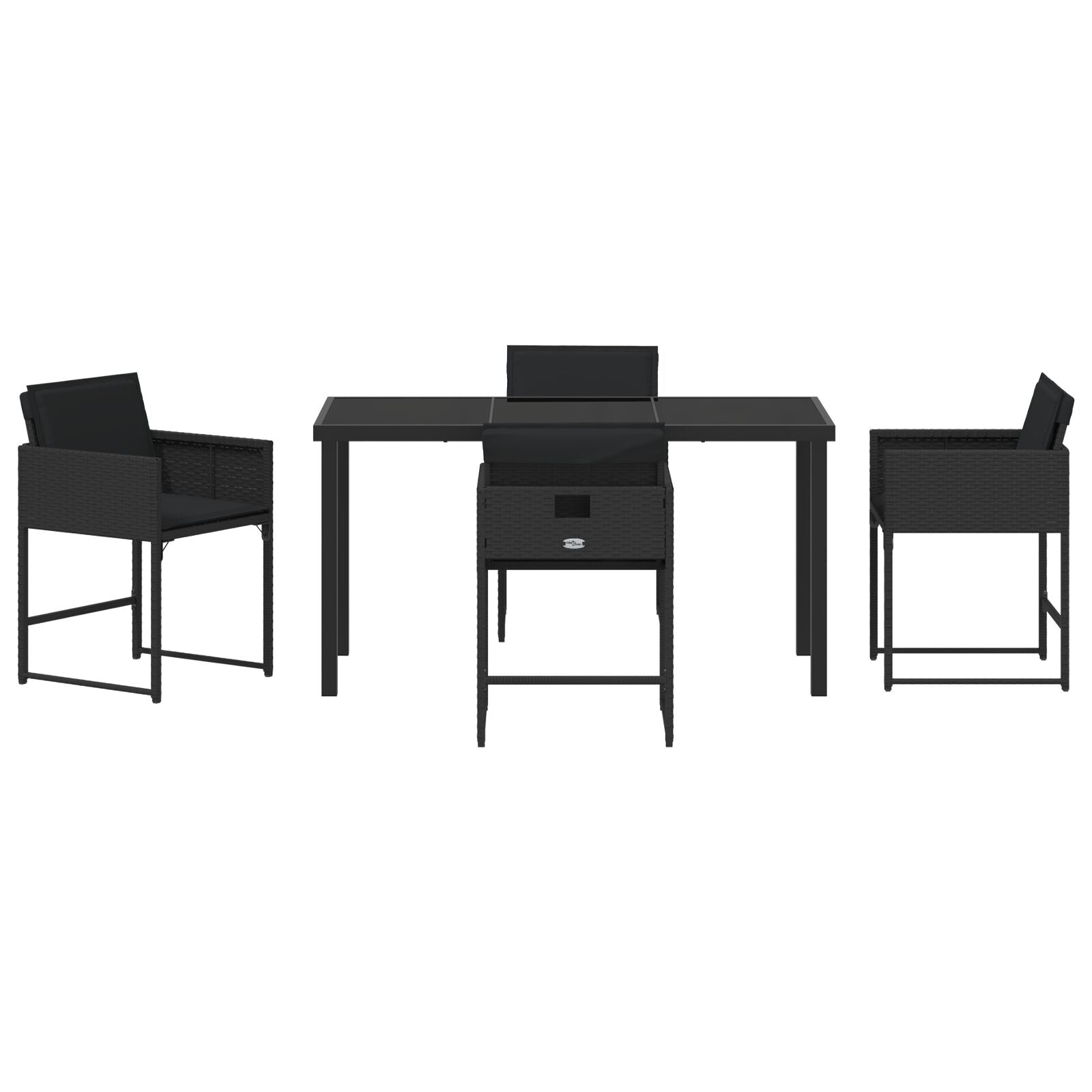 5-Delige Tuin Eetset Met Kussens Zwart Poly Rattan