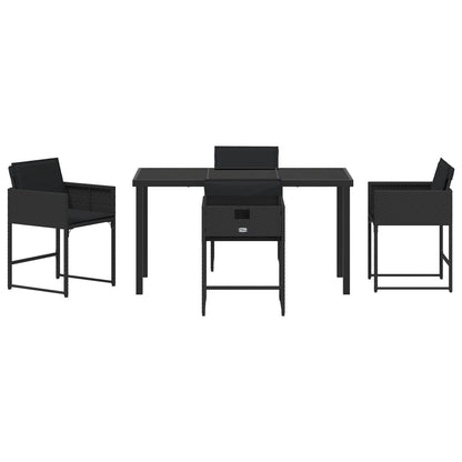 5-Delige Tuin Eetset Met Kussens Zwart Poly Rattan