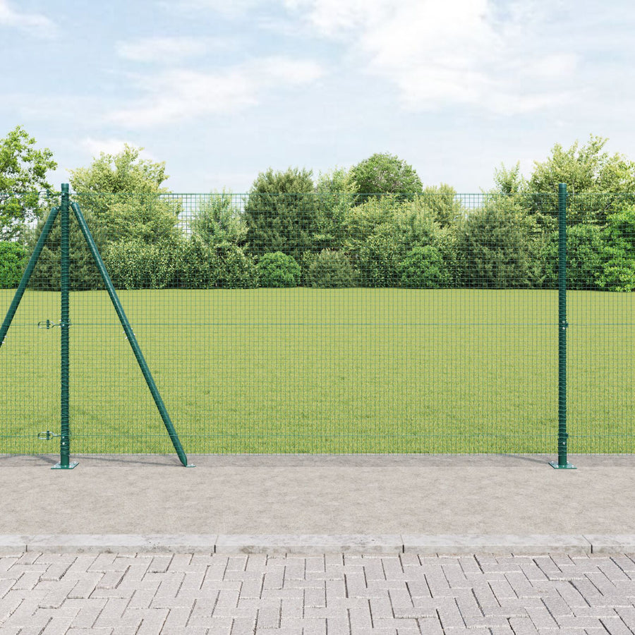 Gelaste Draadhek Met 13 Flenspalen Groen 1.2X50 M Staal Gegalvaniseerd Staal