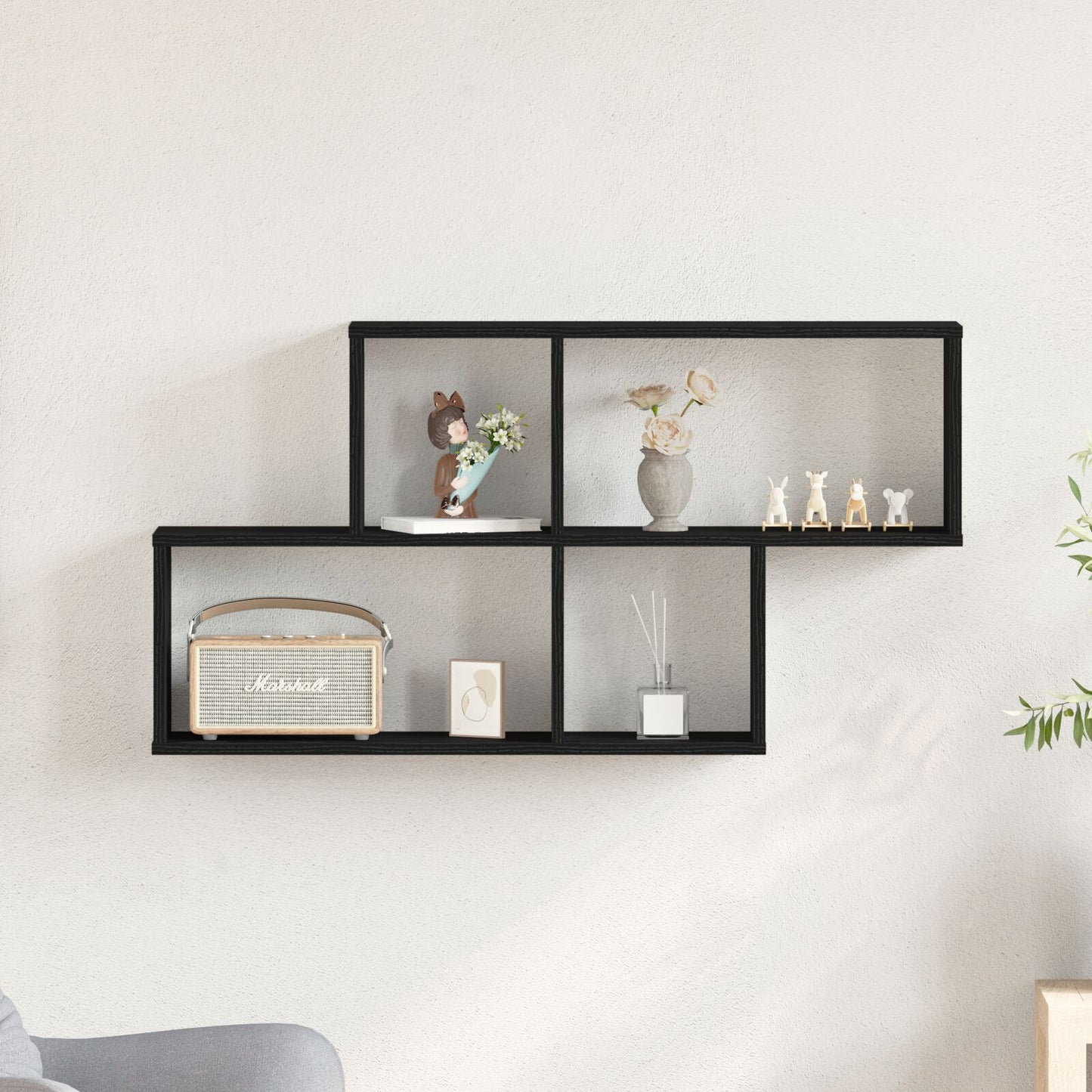 Zwarte Eiken Wandkast 76X15X53 Cm Gemaakt Van Bewerkt Hout