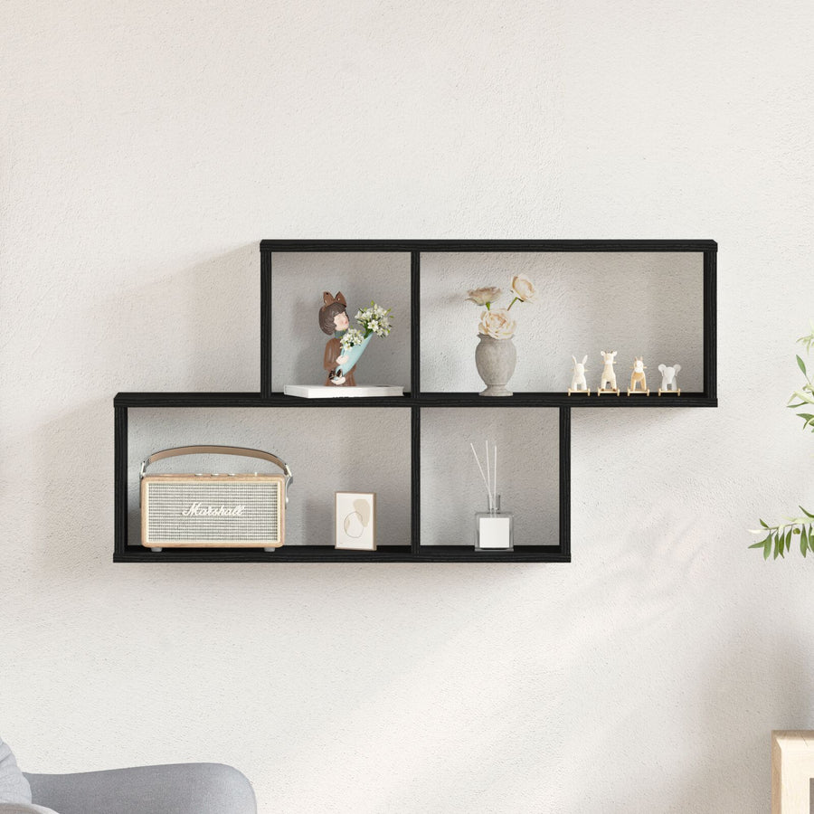 Zwarte Eiken Wandkast 76X15X53 Cm Gemaakt Van Bewerkt Hout