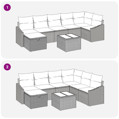8-Delige Tuin Sofa Set Met Kussens Beige Poly Rattan