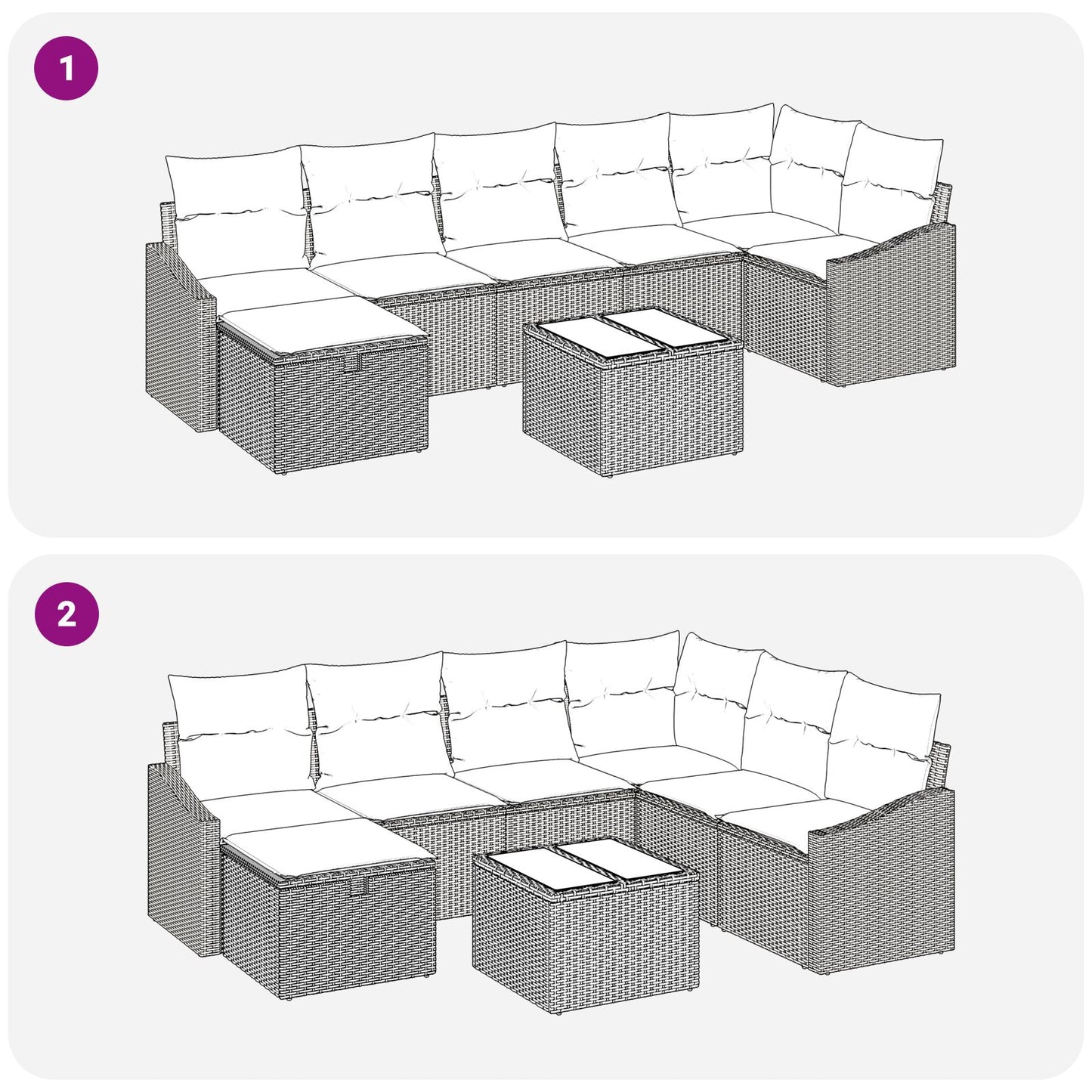 8-Delige Tuin Sofa Set Met Kussens Beige Poly Rattan