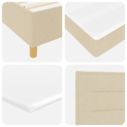 Boxspringbed Met Matras En Bank Stof Crème 140 x 200 cm Lijnen ontwerp