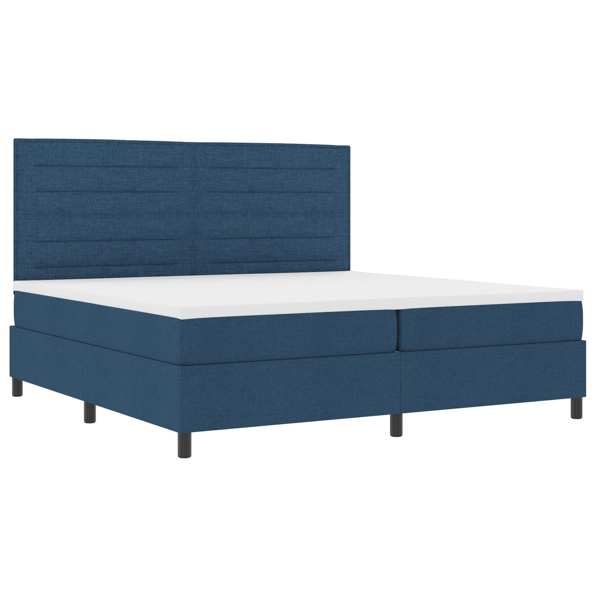 Boxspring Bed Met Matras Stof Blauw 200 x 200 cm Lijnen ontwerp