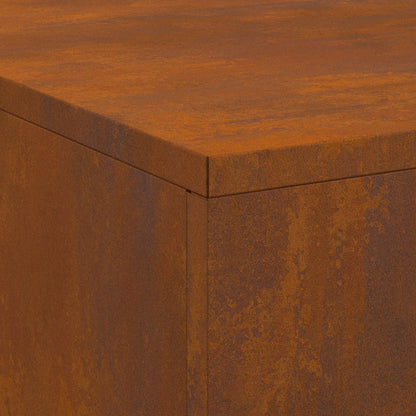 Vuurkorf Met Houtopslag 100X100X30 Cm Weerbestendig Staal Verweerd staal/Bruin