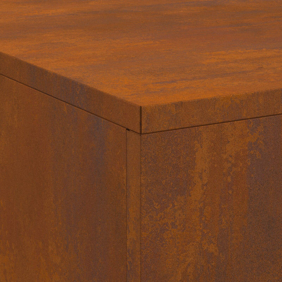 Vuurkorf Met Houtopslag 100X100X30 Cm Weerbestendig Staal Verweerd staal/Bruin