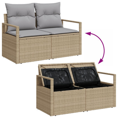 13-Delige Tuinbank Met Kussens Beige Poly Rattan Acacia, 2-Zits Tuinbank Met Opslag En Kussens Beige Poly Rattan, 3-Delige Tuin Eetset Met Kussens Beige Poly Rattan Acacia Wit