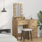 Kaptafel 50x41x140 cm bruin met spiegel en verlichting