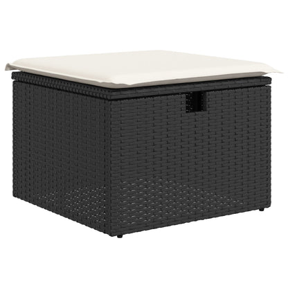 7 Delige Tuin Sofa Set Met Kussens Zwart Poly Rattan,  2-Persoons Tuin Sofa Met Kussens Zwart Poly Rattan