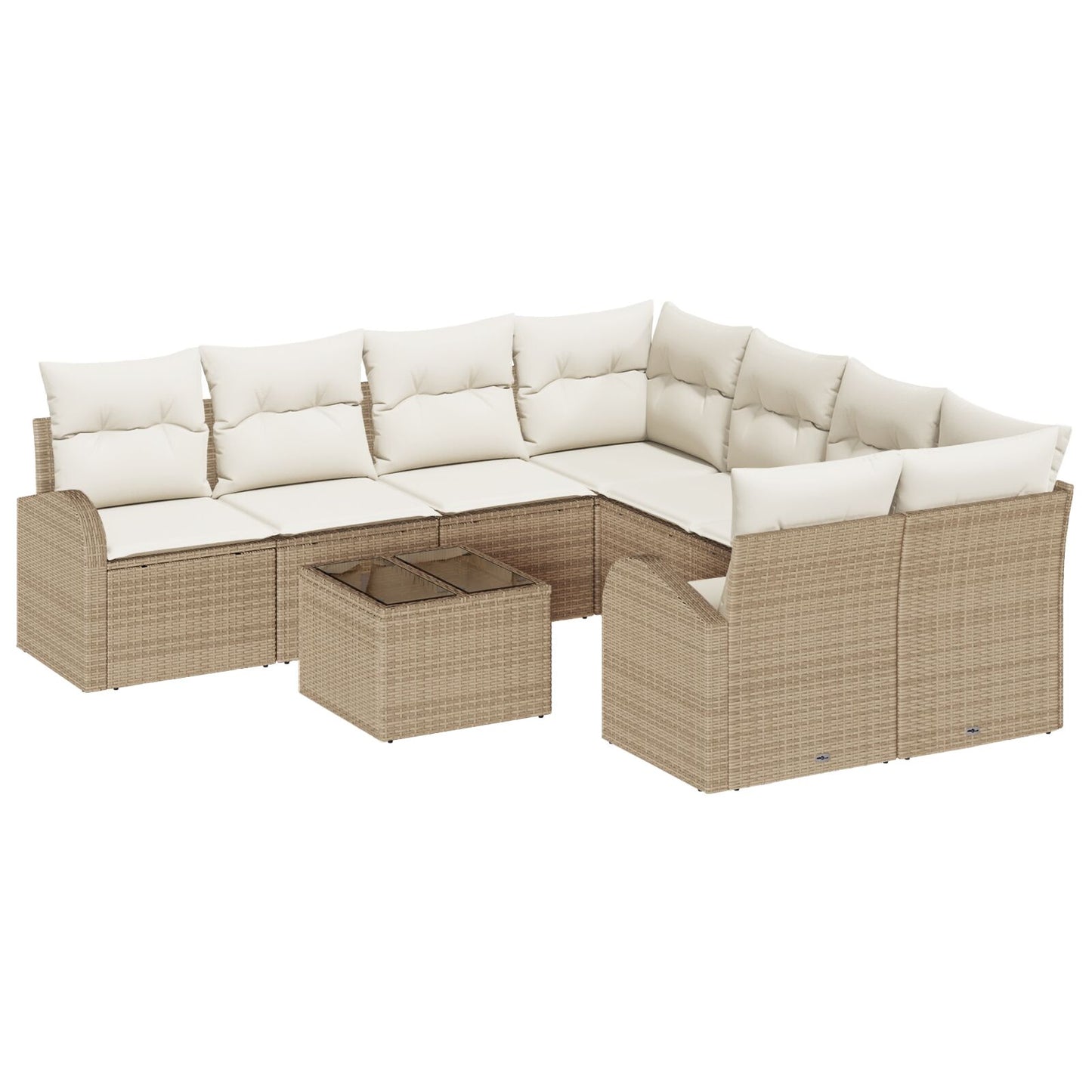 9-Delige Tuin Sofa Set Met Kussens Beige Poly Rattan