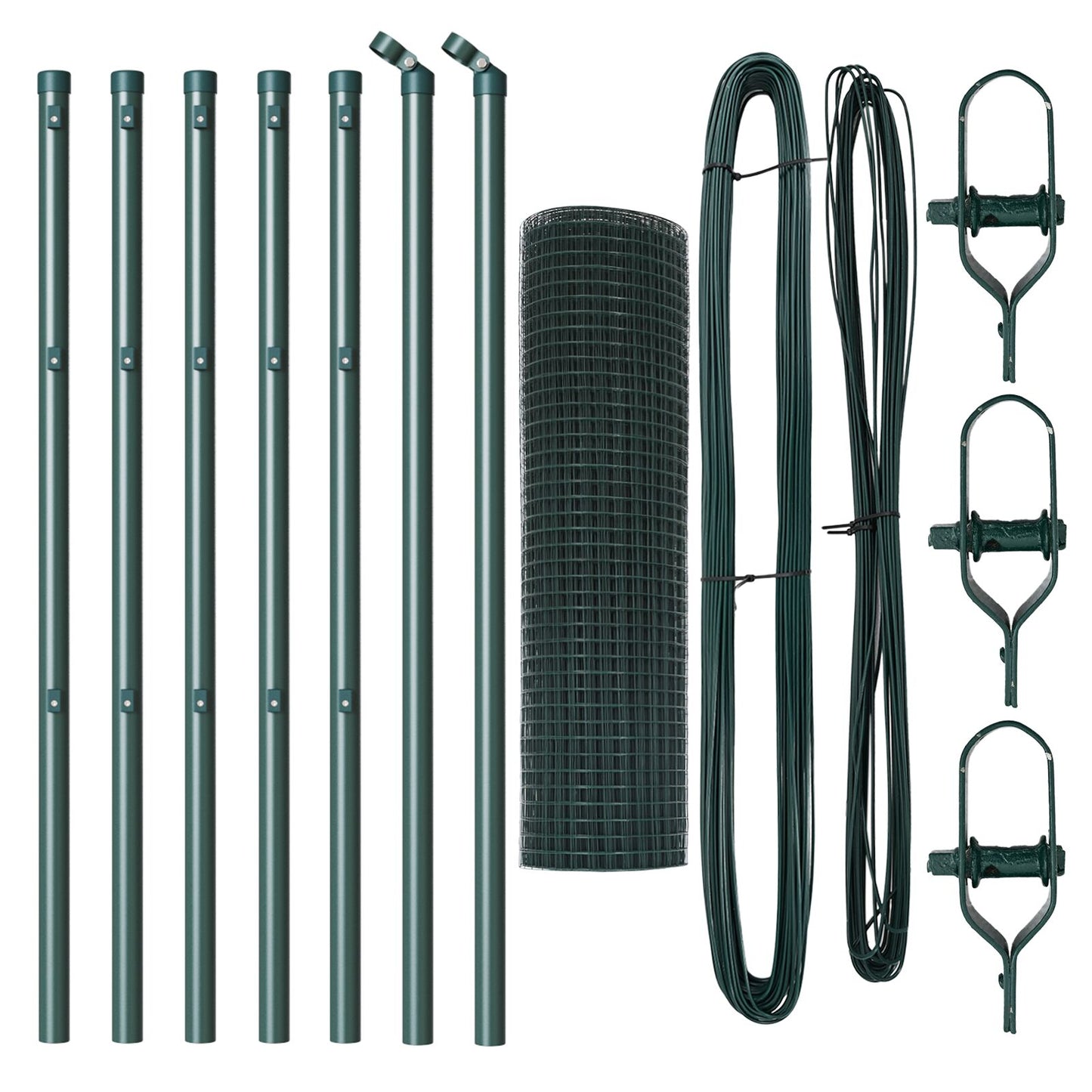 Hekpost Set Set Van 2 Groen Gepoedercoat Staal 10 X 0.5 M Gegalvaniseerd Staal