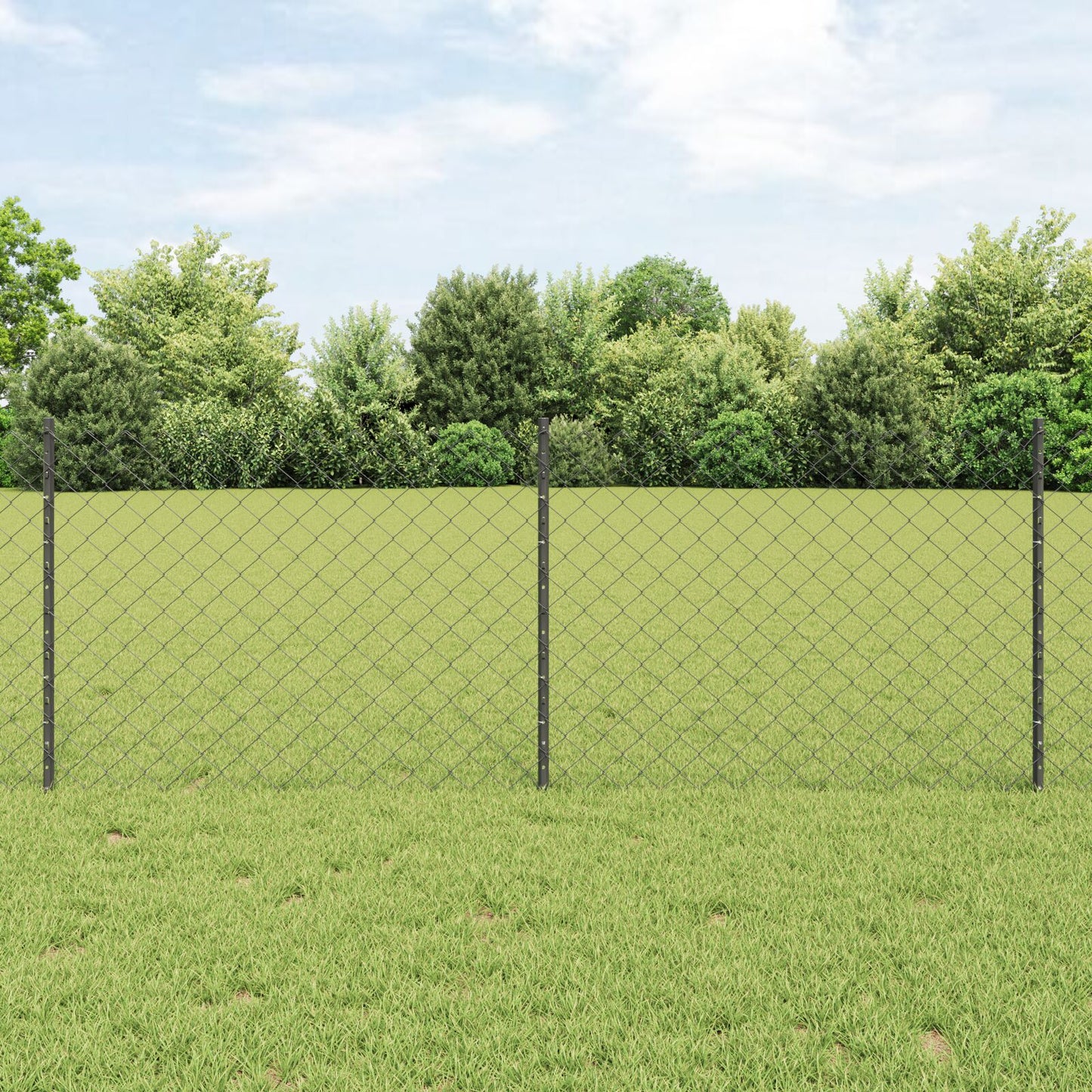 Kettinglink Hek Met 10 U-Palen Grijs 0.8X10 M Staal