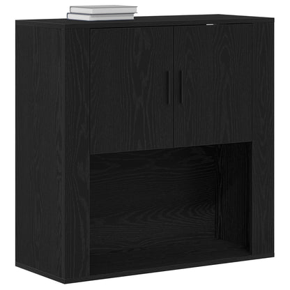 Wandkast 80X33X80 Cm Bewerkt Hout Zwart eiken
