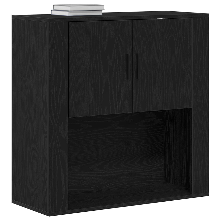 Wandkast 80X33X80 Cm Bewerkt Hout Zwart eiken