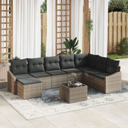 Tuinset poly rattan lichtgrijs 8 personen