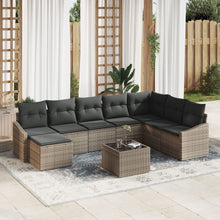 8-Delige Tuin Eetset Met Kussens Zwart Poly Rattan