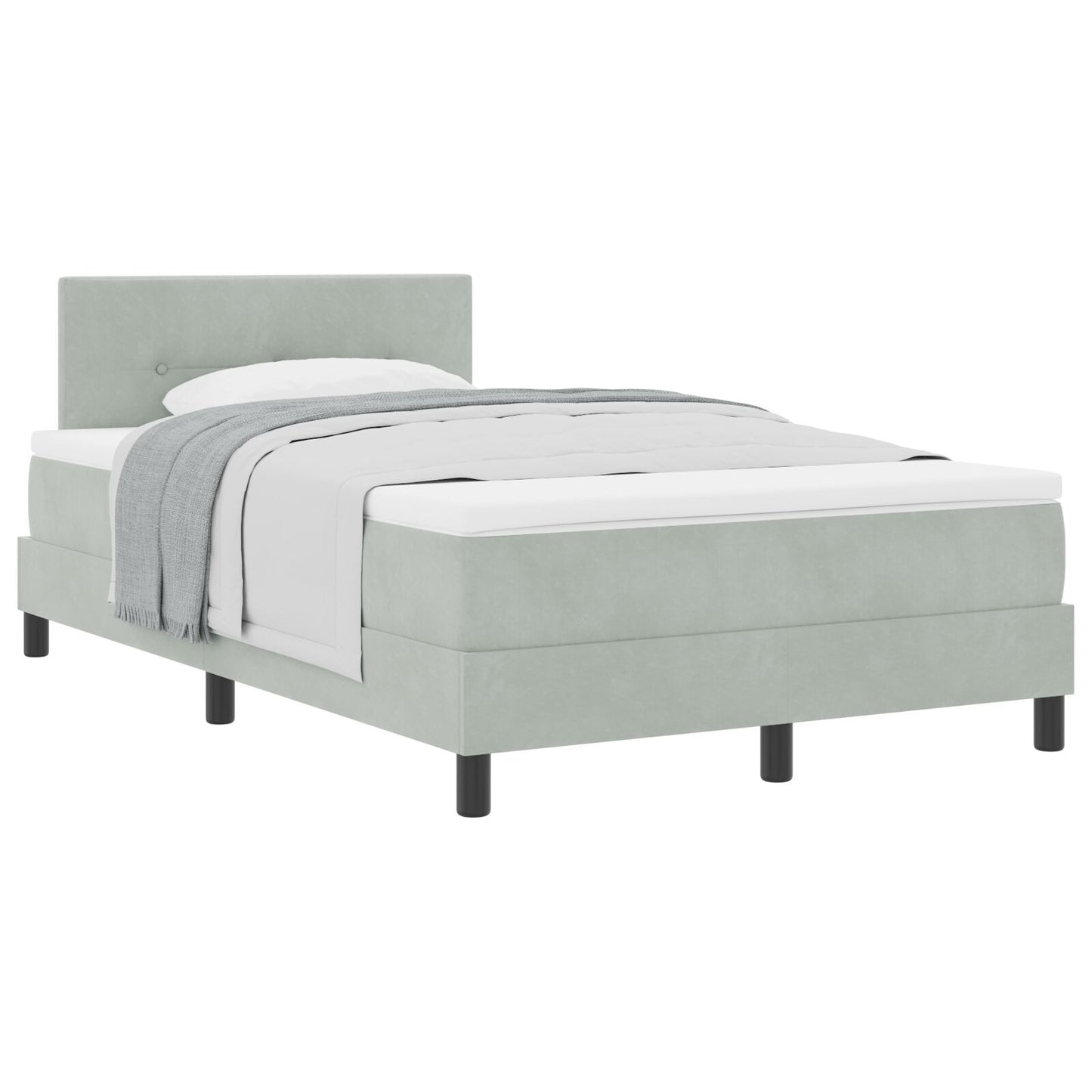 Boxspringbed Met Matras Lichtgrijs 120X200 Cm Fluweel Blauw
