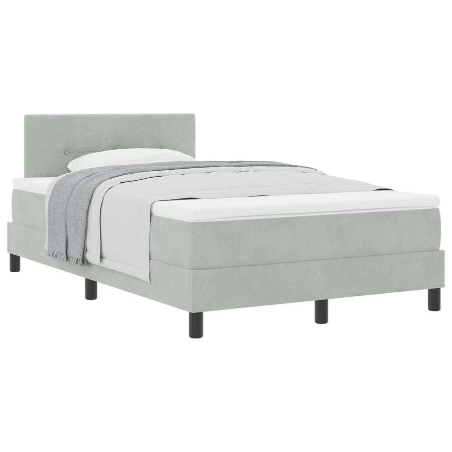Boxspringbed Met Matras Lichtgrijs 120X200 Cm Fluweel Blauw