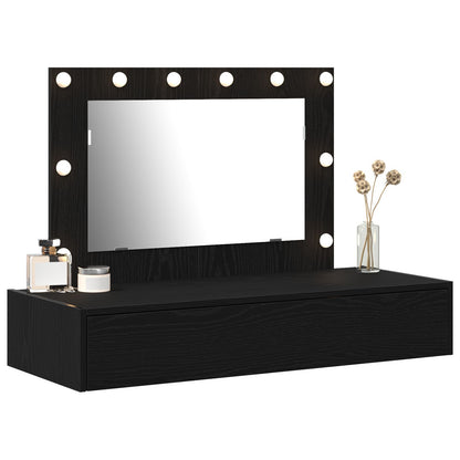 Wandkaptafel -Lampen In 100 x 40 x 70 cm Zwart Eiken met LED