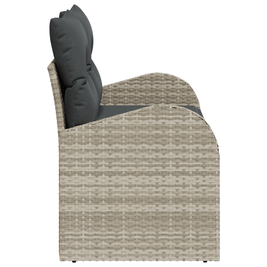 2-Persoons Tuin Sofa & Kussens Poly Rattan Licht grijs met opslag
