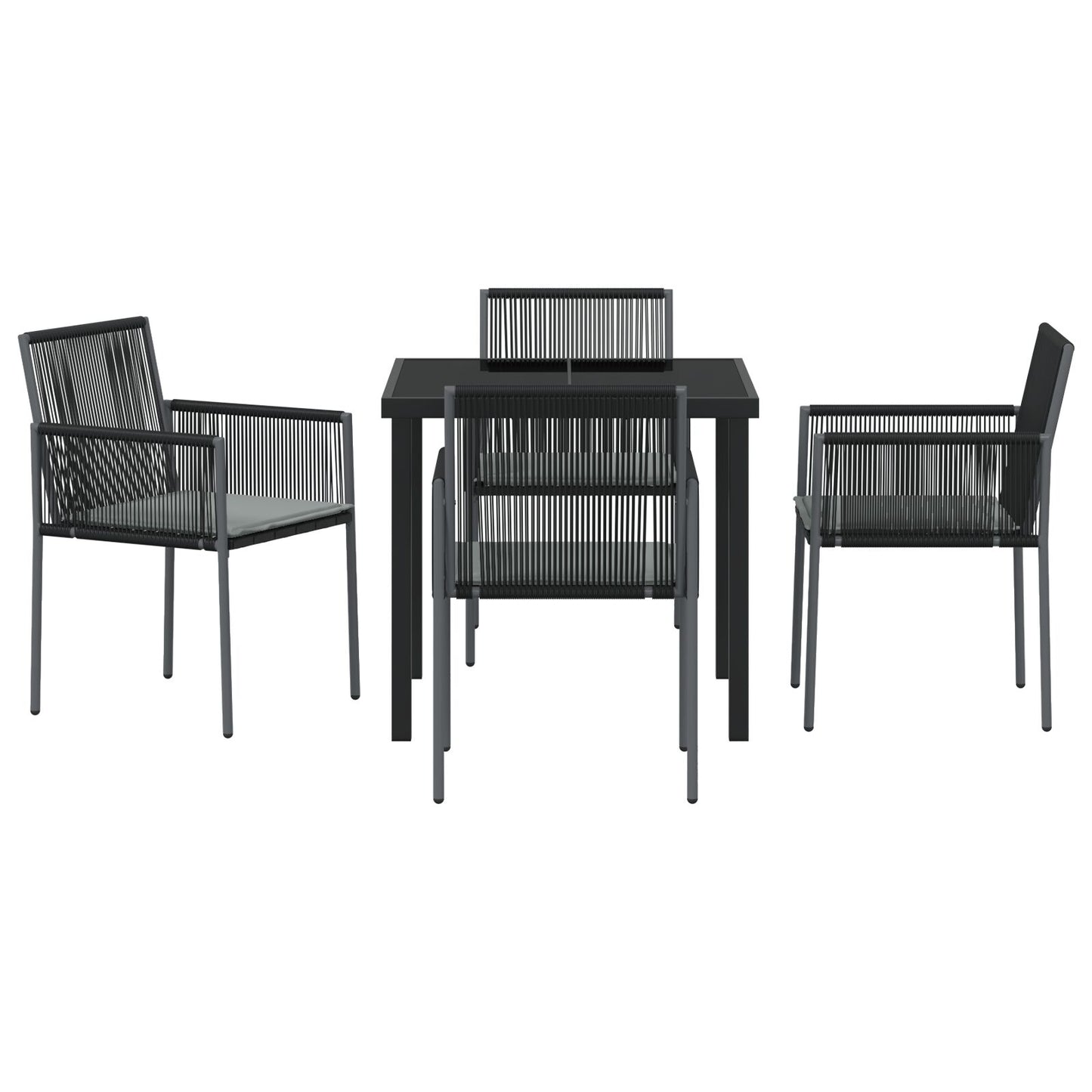 Set Van 3 Zwart Pe Riet, Staal, Polyester Stof Standaard