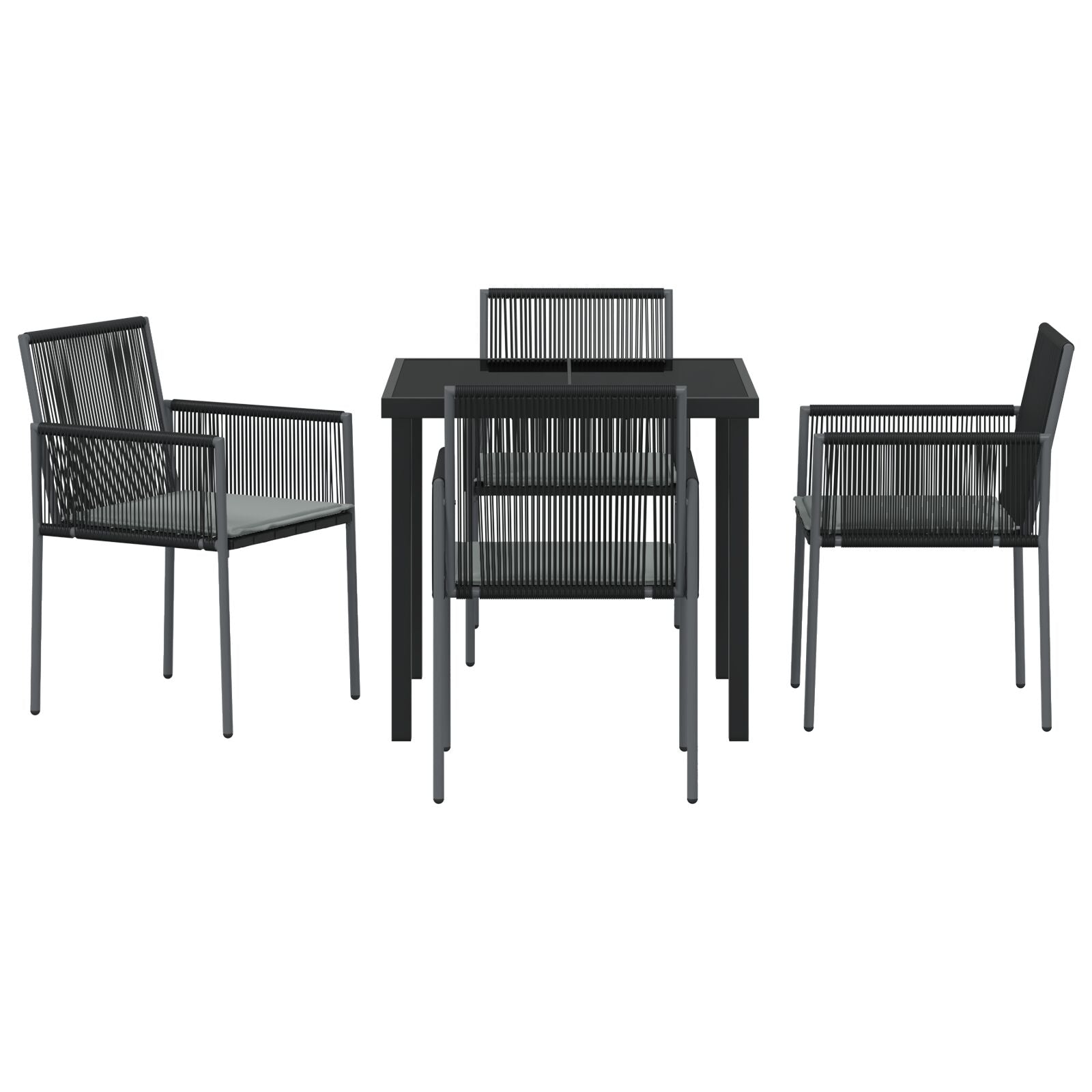 Set Van 3 Zwart Pe Riet, Staal, Polyester Stof Standaard