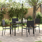 Tuin eettafelset 4 personen poly rattan zwart