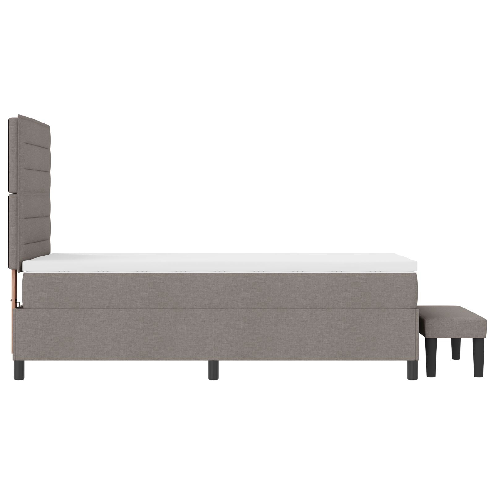 Boxspring Bed Met Matras & Bank Stof Taupe 100 x 200 cm Lijnen ontwerp