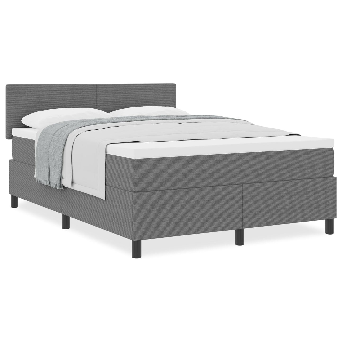 Boxspring Bed Met Matras Licht Grijs 160X200 Cm Corduroy Stof