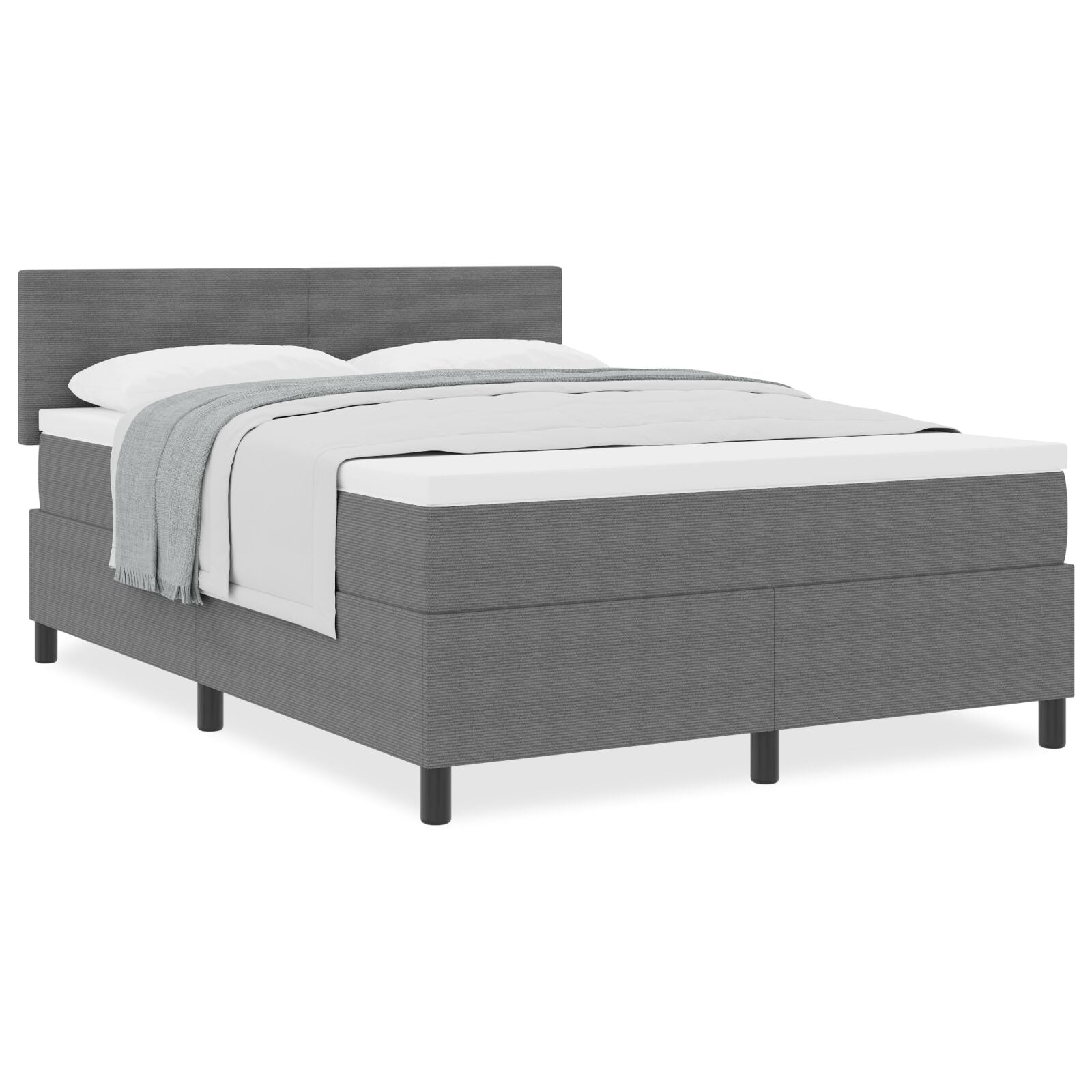Boxspring Bed Met Matras Licht Grijs 160X200 Cm Corduroy Stof