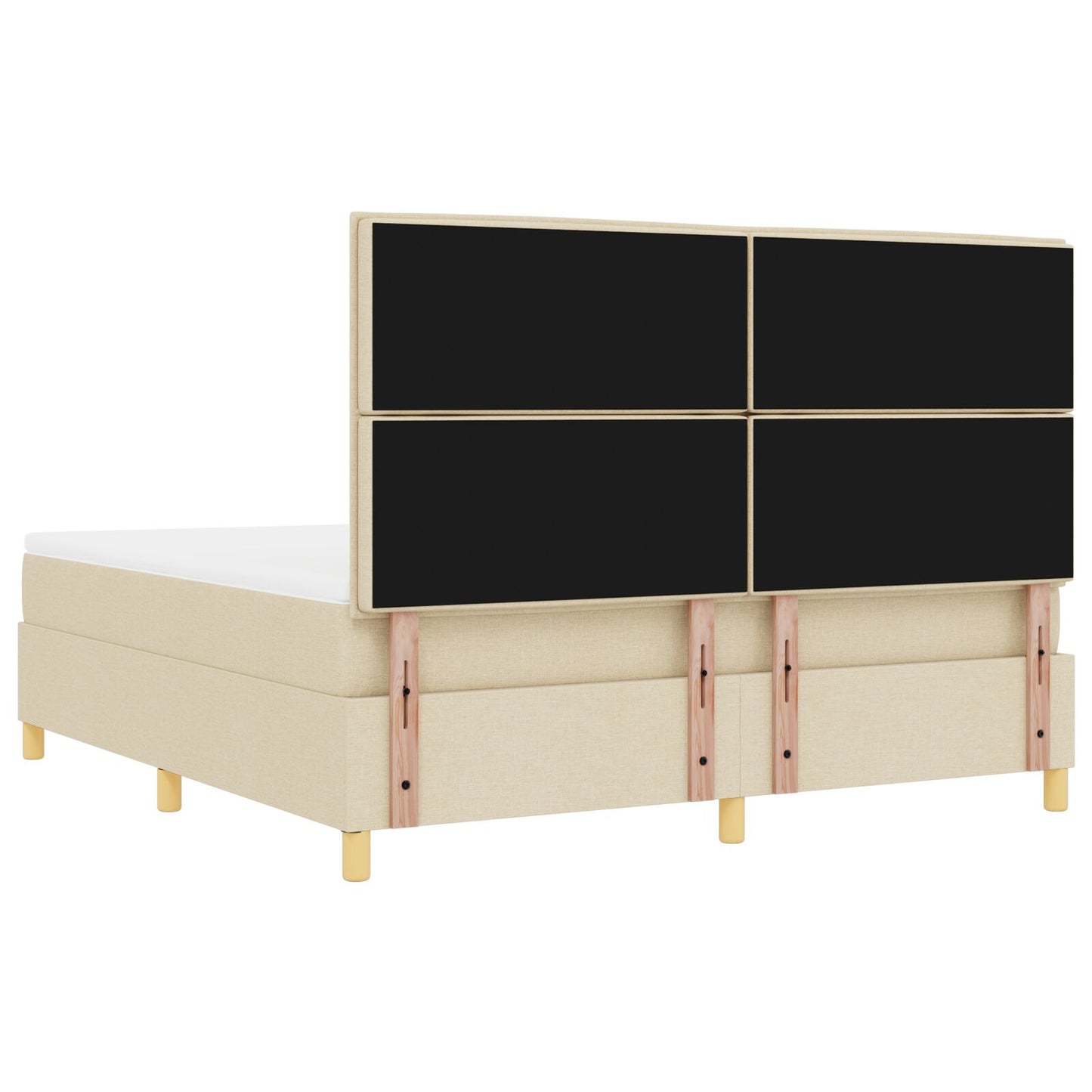 Boxspringbed Met Matras & Bank Stof Crème 180 x 200 cm Lijnen ontwerp