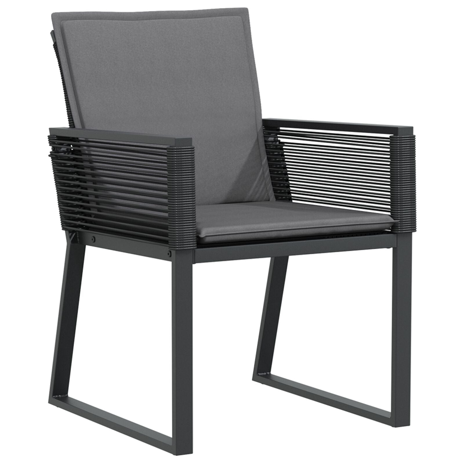 5-Delige Tuin Eetset Met Kussens Zwart Poly Rattan