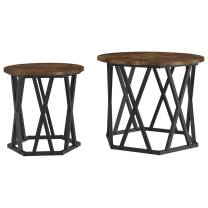 Nesting Bijzettafels 2-Delige Set Mdf Gerookt eiken