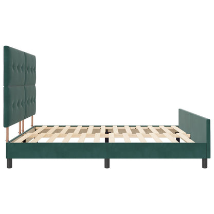 Bed Frame Donkergroen 200X200 Cm Fluweel Crème