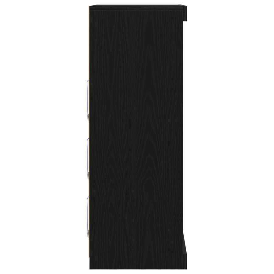 Dressoir Met Led-Verlichting Zwart Eiken 60,5X37X100 Cm