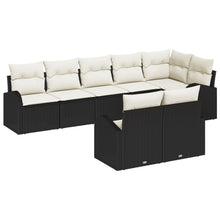 8-Delige Tuinsofa Set Met Kussens Poly Riet Zwart en crème zonder tafel