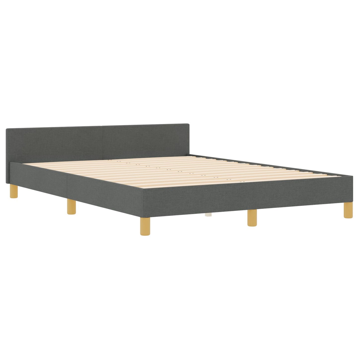 Bed Frame Donkergrijs 140X200 Cm Stof Crème