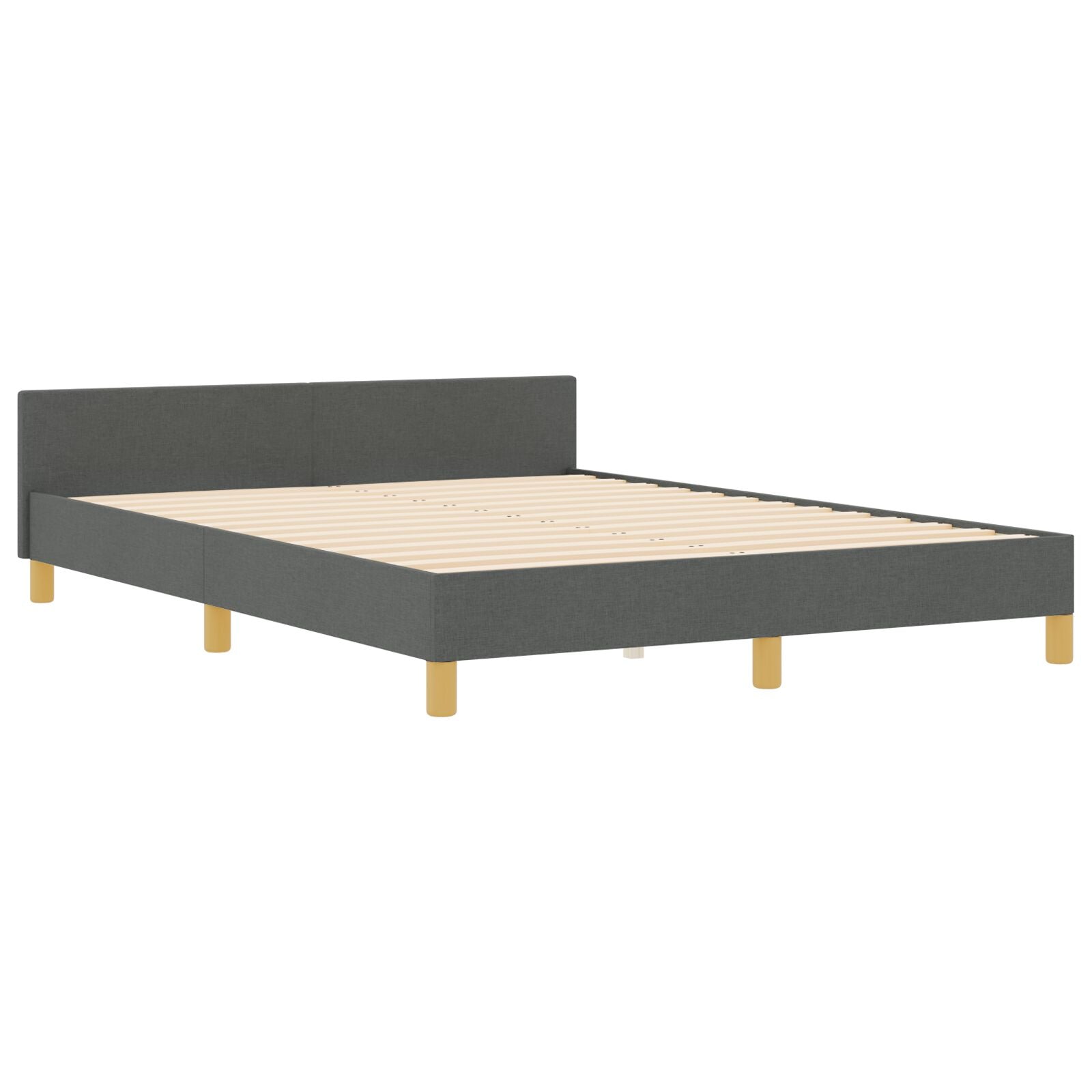 Bed Frame Donkergrijs 140X200 Cm Stof Crème