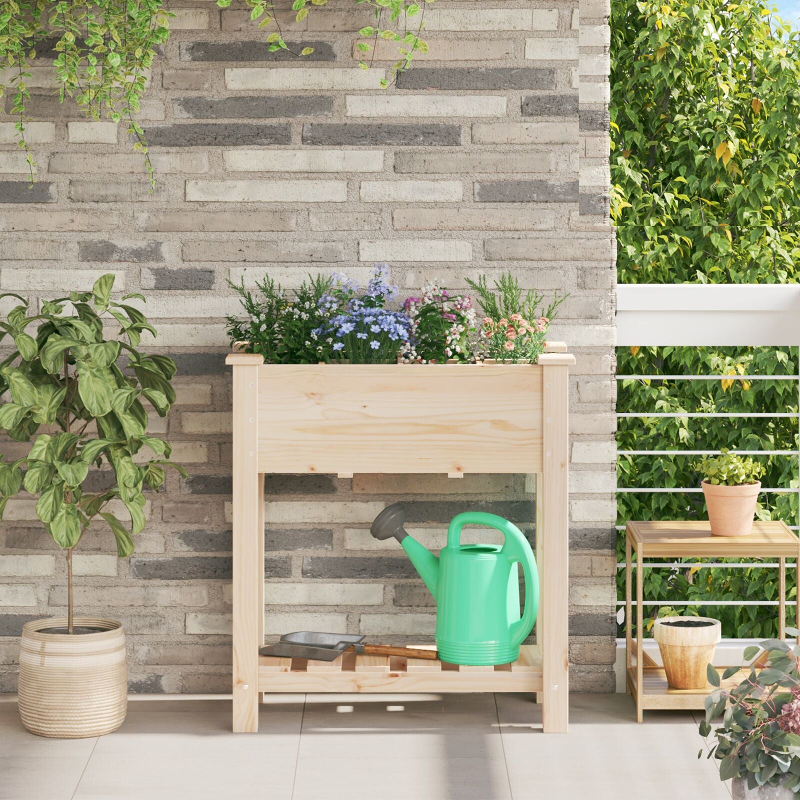 Tuinplantsoen Met Rasters 71X37X76 Cm Massief Hout Vuren 71 x 37 x 76.5 cm