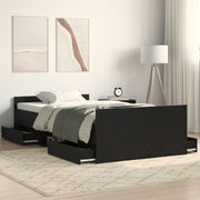 Bedframe 100x200 cm zwart eiken bewerkt hout