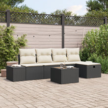 6-Delige Tuinbank Set Met Kussens Zwart Poly Rattan